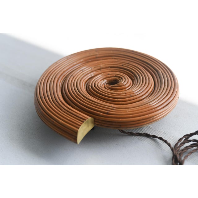 2020s Contemporary Pair of Snail Design Rattan Wall Lamp For Sale - Image 5 of 8