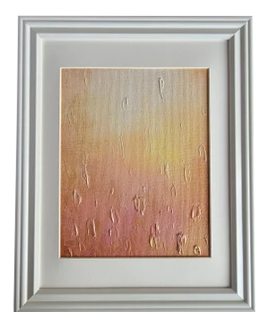 "Rosegold Rain" Contemporary Abstract Acrylic Painting, Framed