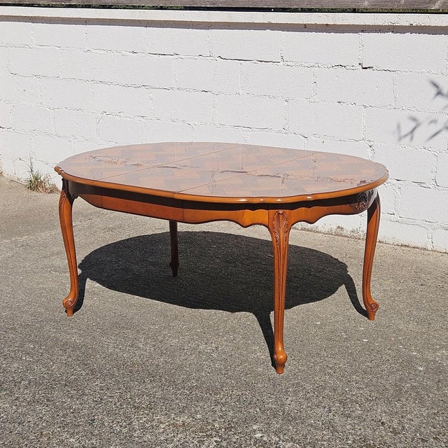 French Louis XV Style Extendable Marqueterie Cherrywood Dining Table, 1880s For Sale - Image 12 of 18