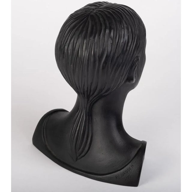 Danish Sculptural Bust of Woman in Clay, 1975 For Sale - Image 5 of 8