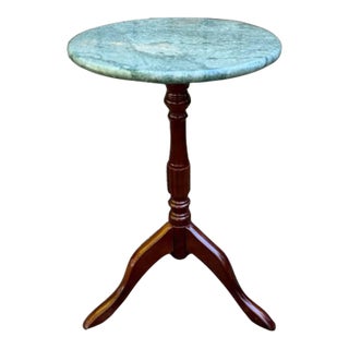 Vintage Bombay Company Green Marble Plant Stand For Sale