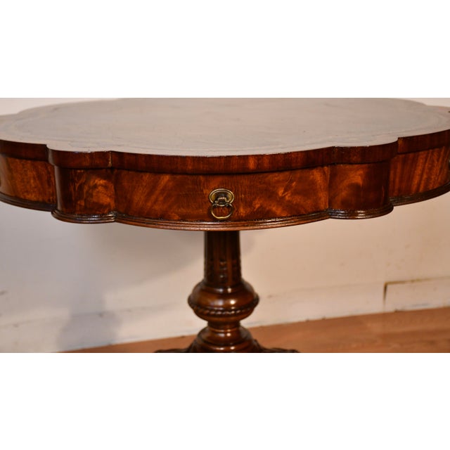 1930s Weiman English Regency Mahogany & Leather Top Center Table For Sale - Image 9 of 17