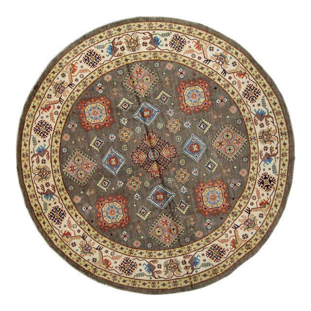 Oriental Hand Knotted Round Rug 9' x 9'1" #17102 For Sale