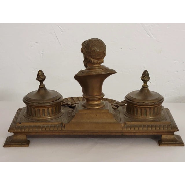 19th Century French Neo-Classical Style Gilt Bronze Desk Inkwell For Sale - Image 9 of 10