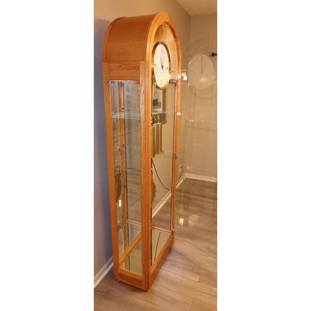 Howard Miller Howard Miller “Eternity Ii” Curio Grandfather Clock, Model 610-683, Oak Case With Illuminated Mirrored Interior For Sale - Image 4 of 18