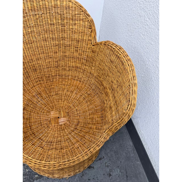 Late 20th Century Floral Vintage Boho Style Wicker Lounge Chairs, Pair For Sale - Image 5 of 12