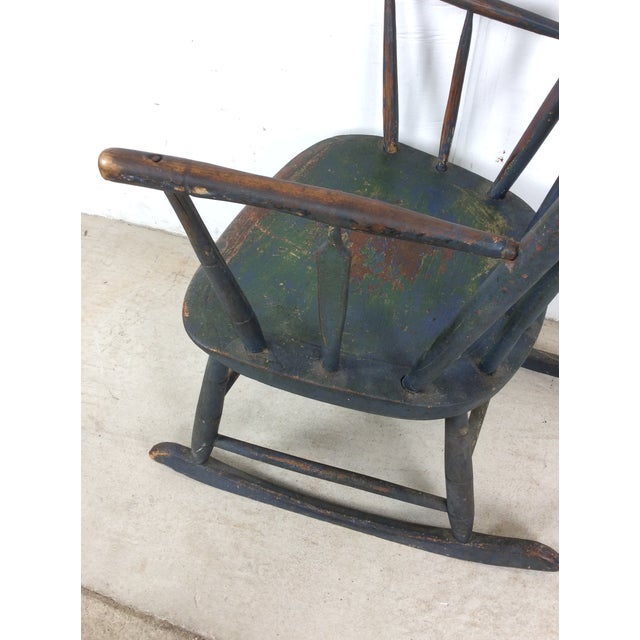 Wood Antique Childs Rocking Chair With Excellent Patina For Sale - Image 7 of 16