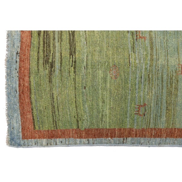 Handmade Persian Gabbeh Runner - 100% Natural Wool Plush Pile - Tribal Design For Sale In New York - Image 6 of 7