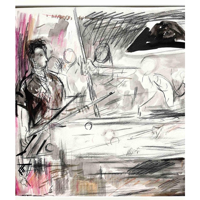 1950s A Ca. 1950s, Watercolor, Pastel & Charcoal on Paper Image of Pool Players by Francis Chapin For Sale - Image 5 of 5