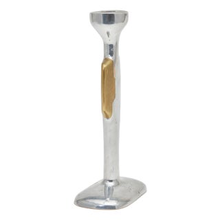 Vintage Spanish Brutalist Candlestick in Brass and Aluminium by David Marshall, 1970s For Sale