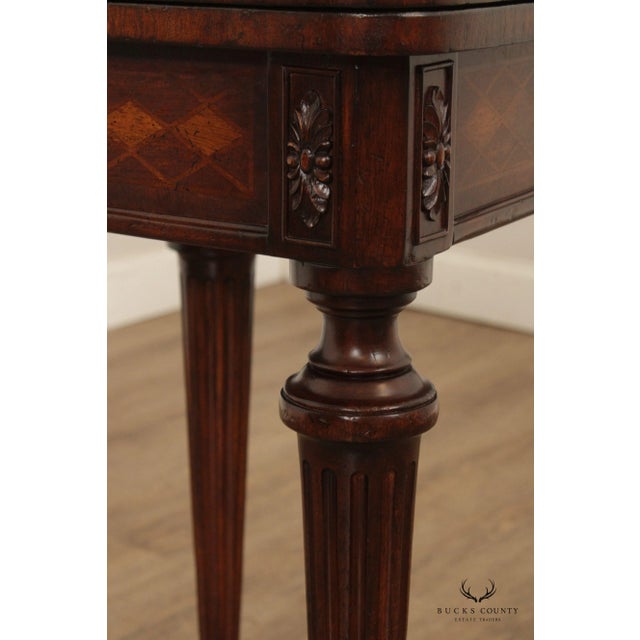 Federal Style Gate Leg Leather Top Mahogany Corner Card Table For Sale - Image 9 of 13