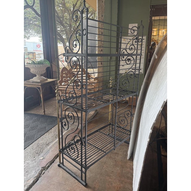 Black Large French Boulangerie Stand or Baker's Rack of Wrought Iron and Brass For Sale - Image 8 of 12