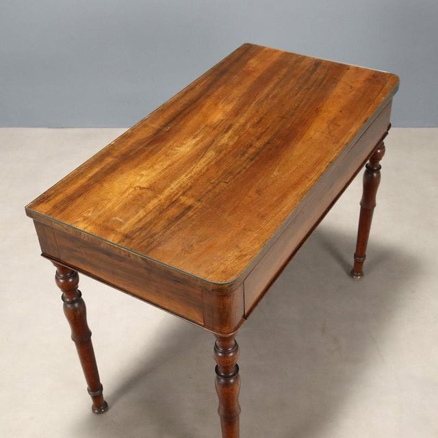 Antique Walnut Console with Glass Top and Drawer, Italy, 19th Century For Sale - Image 6 of 9