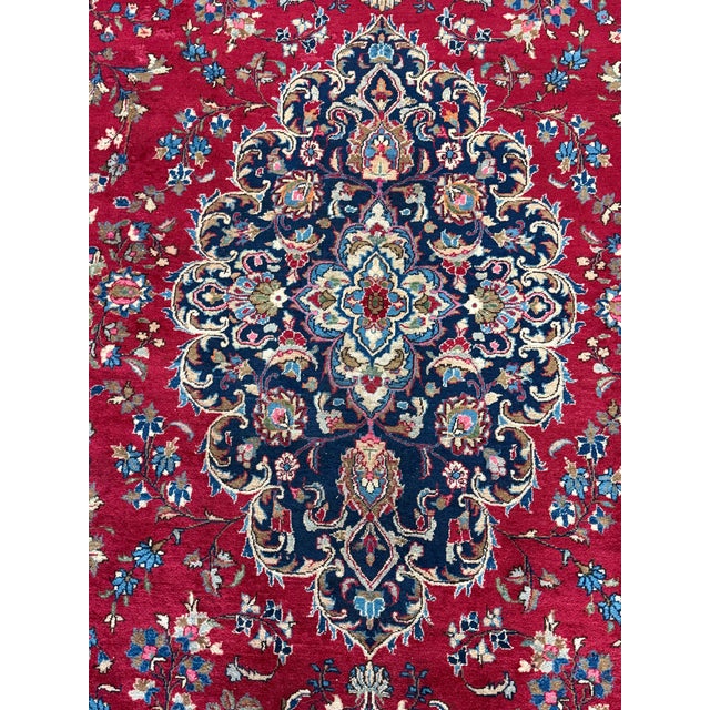 Late 20th Century 11ft 4 in × 15ft 6 in Persian Kashan Handmade Wool Rug For Sale - Image 5 of 12