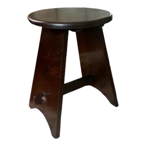 Antique Arts & Crafts / Mission Wood Splay Leg Stool With Mortise and Tenon Joinery, Circa 1915
