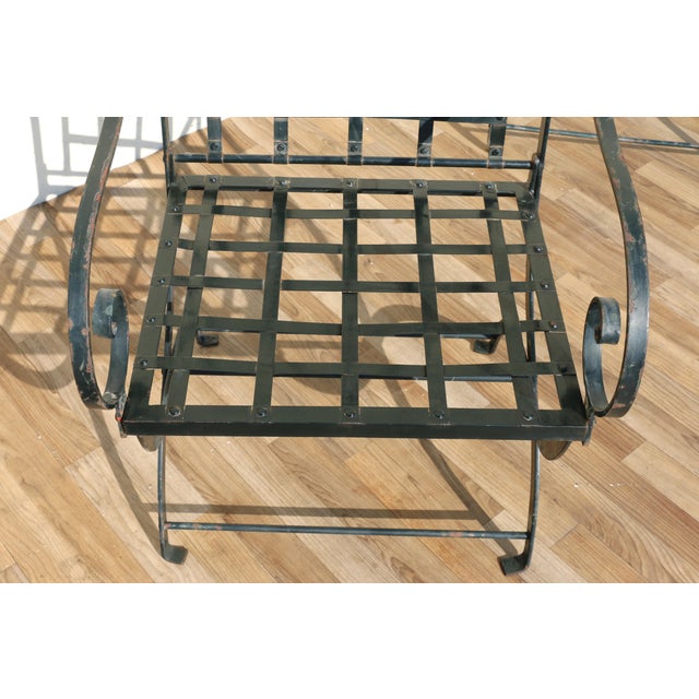 Pair of Hervé Baume French Wrought Iron Folding Patio Chairs | Outdoor Garden Armchairs | France 1970s For Sale - Image 10 of 18
