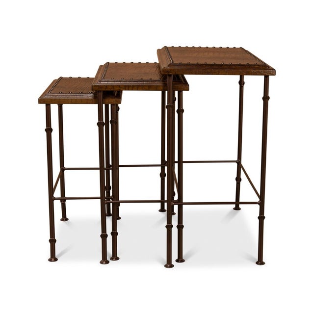 Leather Top Nest of Tables - Set of 3 For Sale In Greensboro - Image 6 of 10