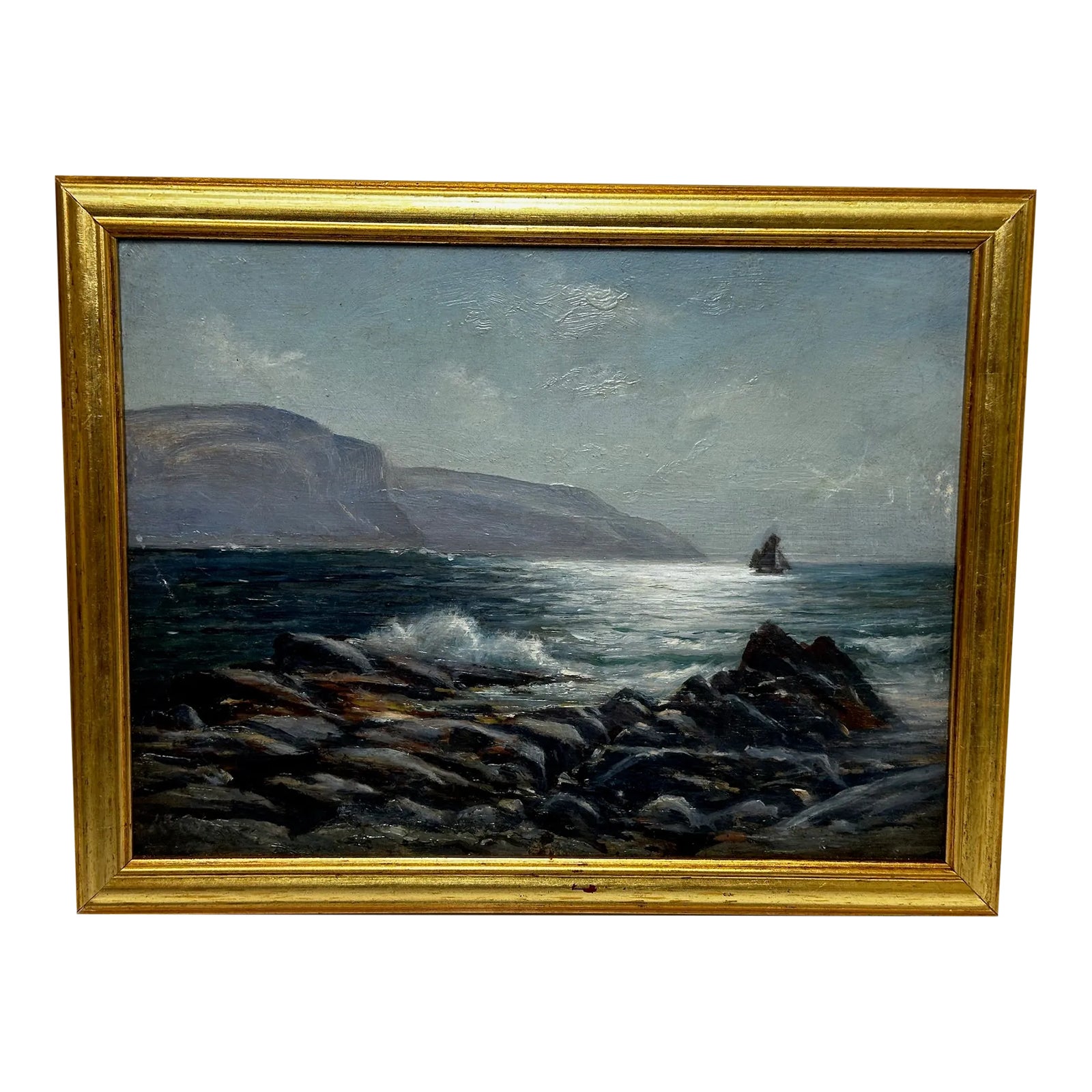 19th Century Seascape Oil Painting Summer Morning Spanish Head Isle of ...