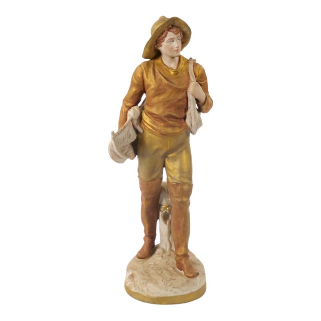 20th Century Hand Painted/Gilt Decorated Porcelain Decorative Man's Sculpture For Sale