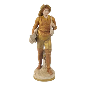 20th Century Hand Painted/Gilt Decorated Porcelain Decorative Man's Sculpture