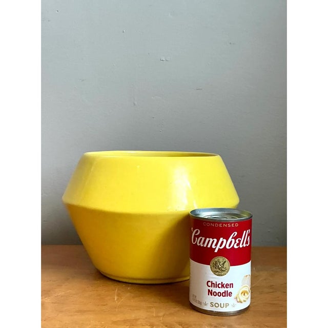 Yellow Vintage Yellow Geometric Ceramic Planter For Sale - Image 8 of 12