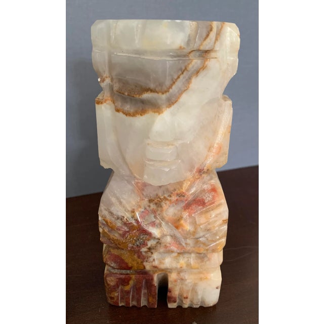 Mid-Century Boho Carved Stone Onyx Bookends For Sale - Image 4 of 8