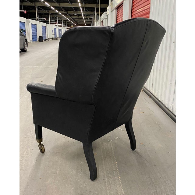 Restoration Hardware Black Leather Wingback Chair Chairish