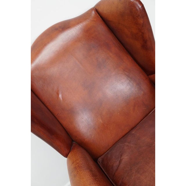 Vintage Dutch Cognac Wingback Leather Club Chair For Sale - Image 18 of 18
