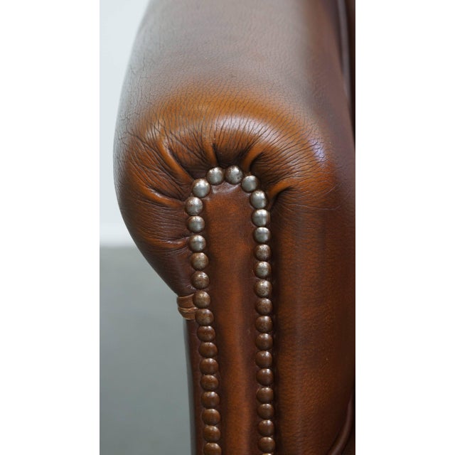 Brown Club Chair in Brown Cowhide Leather For Sale - Image 8 of 12