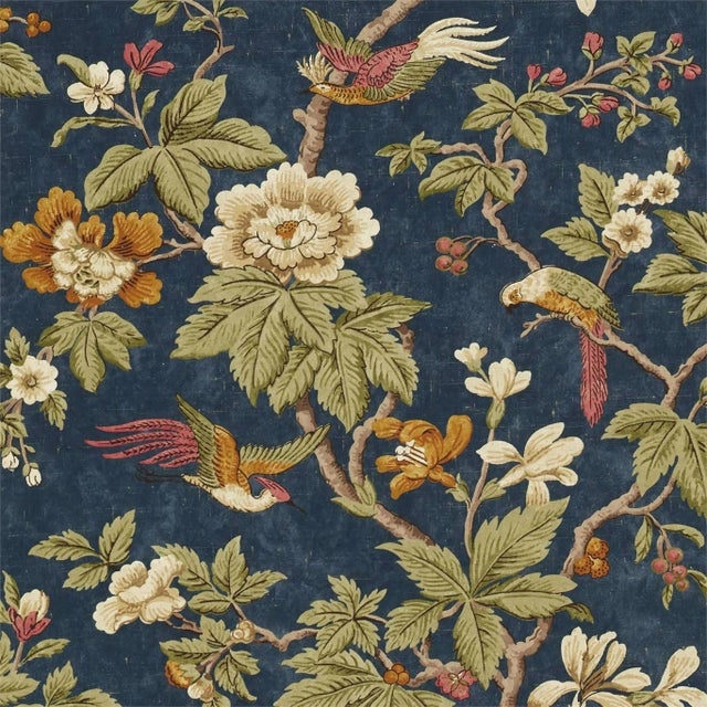 Sanderson Lophura Fabric in Navy - a Sample For Sale
