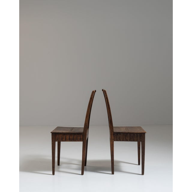 Pair of 19th Century French Chestnut Brown Carved Oak Chairs For Sale - Image 10 of 15