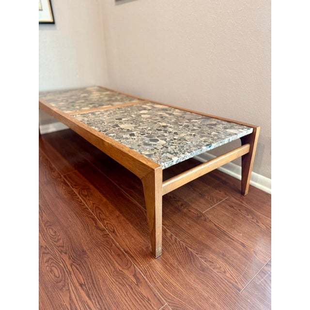 Vintage Walnut Coffee Table With Stone Inserts by Drexel, Circa 1960s. For Sale - Image 9 of 13