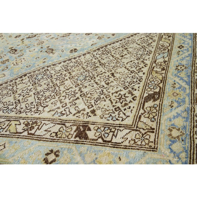 Handmade Antique Persian Malayer Wool Rug in Blue With Allover Motif For Sale In New York - Image 6 of 9