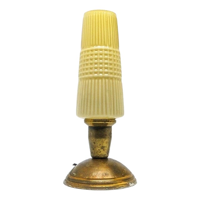 Postmodern Bedside Lamp in Brass and Glass, Poland, 1970s For Sale