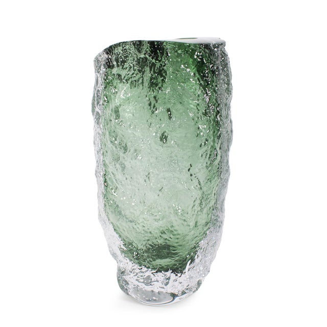 Emerald Crystalized Glass Vase- Large For Sale In Chicago - Image 6 of 11