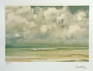1980s French Impressionist Style Seascape Lithograph
