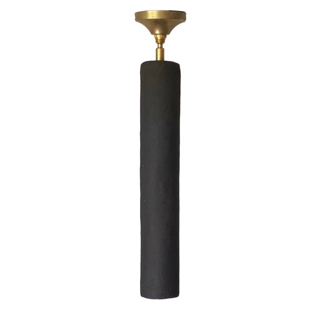 Trent Kendrick VIGA DOWNLIGHT 18"t x 2.5"dia A directed beam of light in handbuilt black clay and unfinished brass — made...