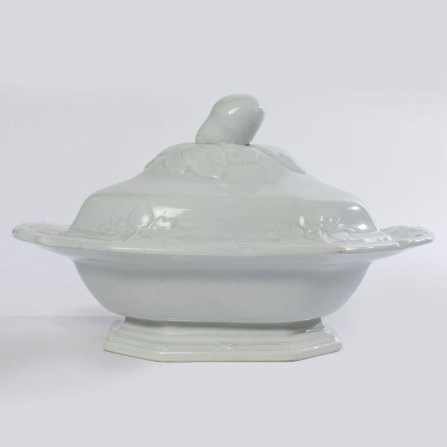 Antique J. Wedgwood White Ironstone Fig Leaf Pattern Tureen