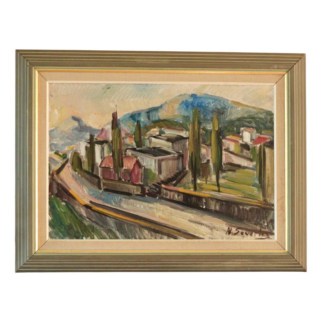 Nils Severin, Huts, 1950s, Oil on Canvas, Framed For Sale