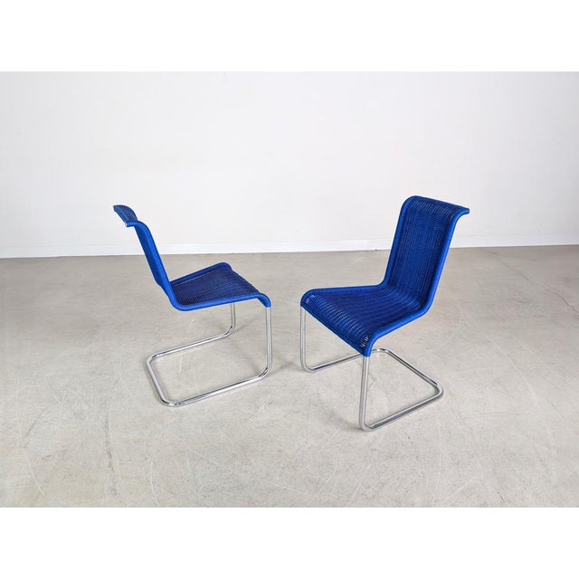 Metal Blue B20 Cantilever Chairs by Jean Prouvé for Tecta, Set of 2 For Sale - Image 7 of 9