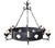 A French iron ring shaped six-light chandelier. This dark colored ring-shaped chandelier is connected at the top by three...
