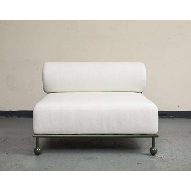 Soho Home Modern Outdoor Lounge Chair With Olive Green Stainless Steel Frame For Sale - Image 4 of 17