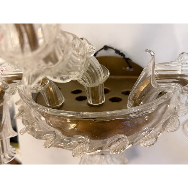 Mid 20th Century Murano Style Glass + Brass Sconce For Sale - Image 9 of 12
