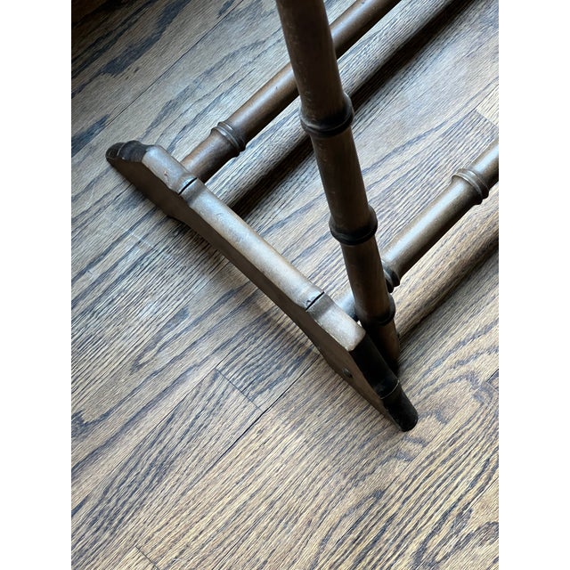 Wood Vintage Faux Bamboo Wood Blanket Rack / Quilt Stand – Hollywood Regency Coastal Style For Sale - Image 7 of 11