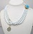 Hattie Carnegie Vintage Signed Hattie Carnegie 3-Strand White Beaded Faux-Turquoise Necklace For Sale - Image 4 of 8