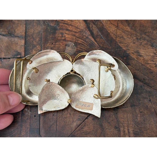 Vintage Exart Brass Butterfly Belt Buckle Mexico 1970s Boho Bohemian Trendy Disco Accessories For Sale - Image 9 of 12