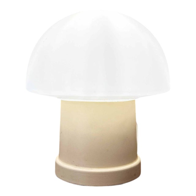 Small Opaline Mushroom Table Lamp, 1970s For Sale