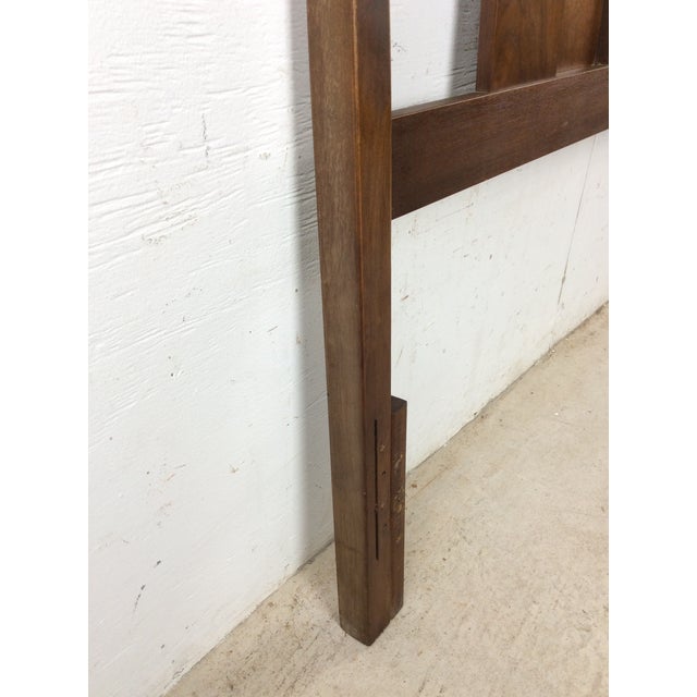 Mid Century Modern Walnut Headboard With Turned Wood Frame For Sale - Image 17 of 18