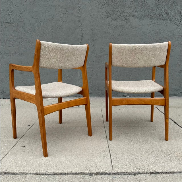 Brown Vintage Danish Modern Solid Teak Dining Chairs by D-Scan For Sale - Image 8 of 9