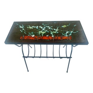 1950s French Lava Stones Tiles Table Attributed to Jacques Adnet For Sale